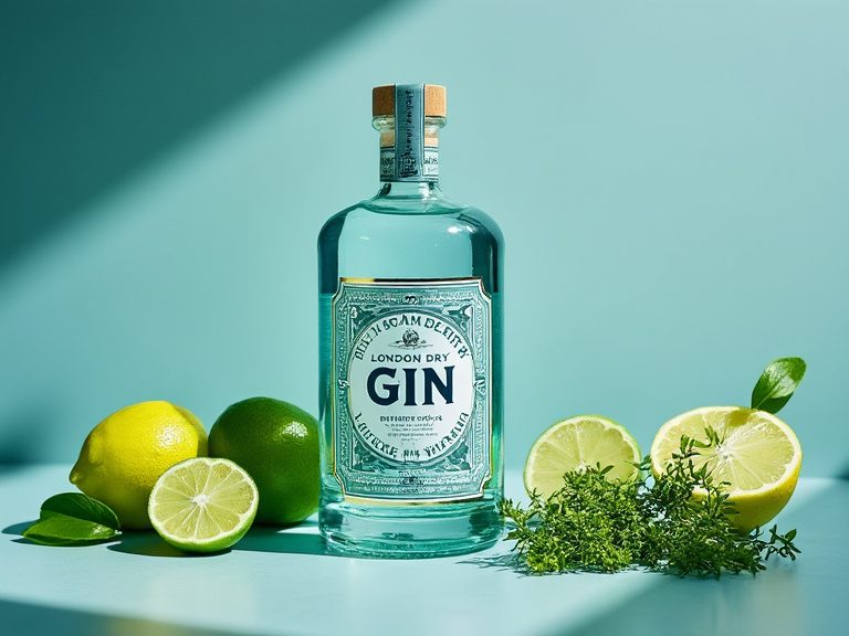 Verschiedene London Dry Gin Flaschen mit Botanicals